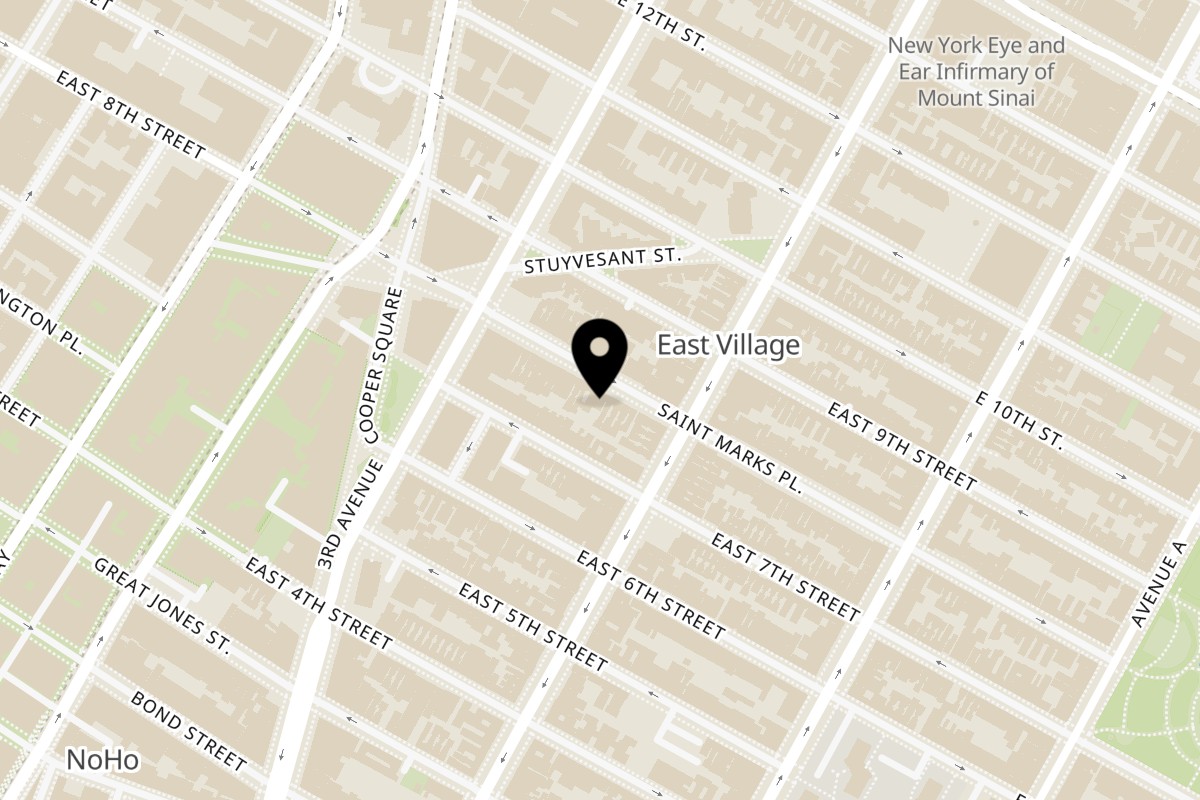Map showing the location of Loong Noodles on 28 St Marks Pl in New York